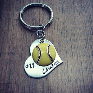 Softball Gifts for Girls, Softball Keychain, Softball Team Gift, Personalized Softball Bag Tag image 2