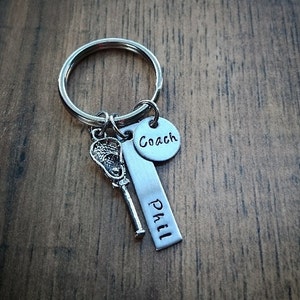 Lacrosse Coach Gift, Lacrosse Keychain, LAX Coach Gift Ideas,  Hand Stamped Personalized