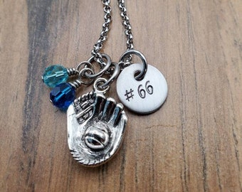 Baseball Number Necklace, Baseball Mom Gift, Team Mom Gift Idea