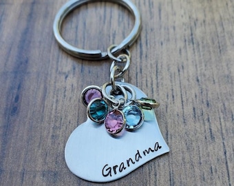 Grandma Gifts, Grandma Keychain, Birthstone Keychain From Grandkids, Nana Gifts, Personalized Keychain