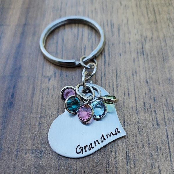 Grandma Gifts, Grandma Keychain, Birthstone Keychain From Grandkids, Nana Gifts, Personalized Keychain