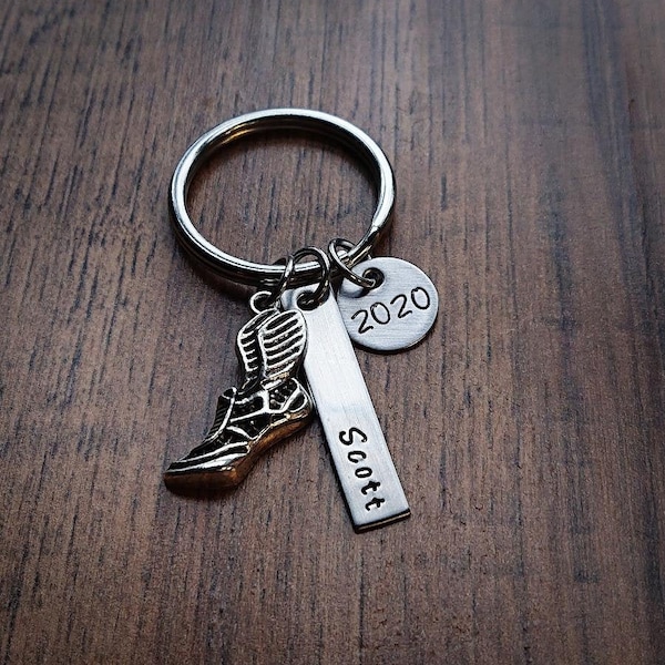 Track Gifts - Track and Field Keychain - Track Keychain - Runner Gift - Girls Boys Track Senior Gift - Hand Stamped Personalized