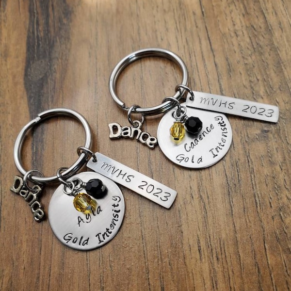 Hand Stamped Personalized Dance Keychain, Dance Gift,  Senior Night Team Gifts. Dancer Team Gifts