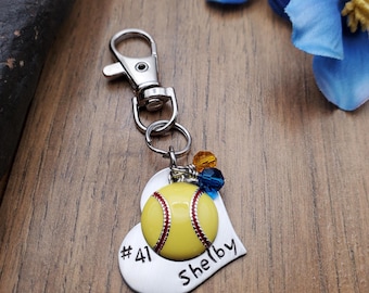 Softball Bag Charm / Keychain / Personalized Name Tag / Softball Team Gifts