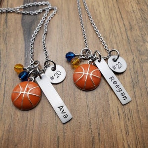 Basketball Necklace - Basketball Gift for Girls - Basketball Senior Gift - Girls Basketball Gifts - Hand Stamped Personalized