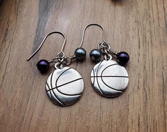 Basketball Earrings, Basketball Gifts, Senior Night Team Gift, Basketball Jewelry, Basketball Mom Gift