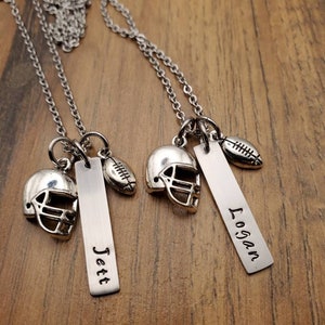 Hand Stamped Personalized Football Necklace Football Mom Necklace Football Mom Gift Boys Football Gift Team Mom Gift image 4