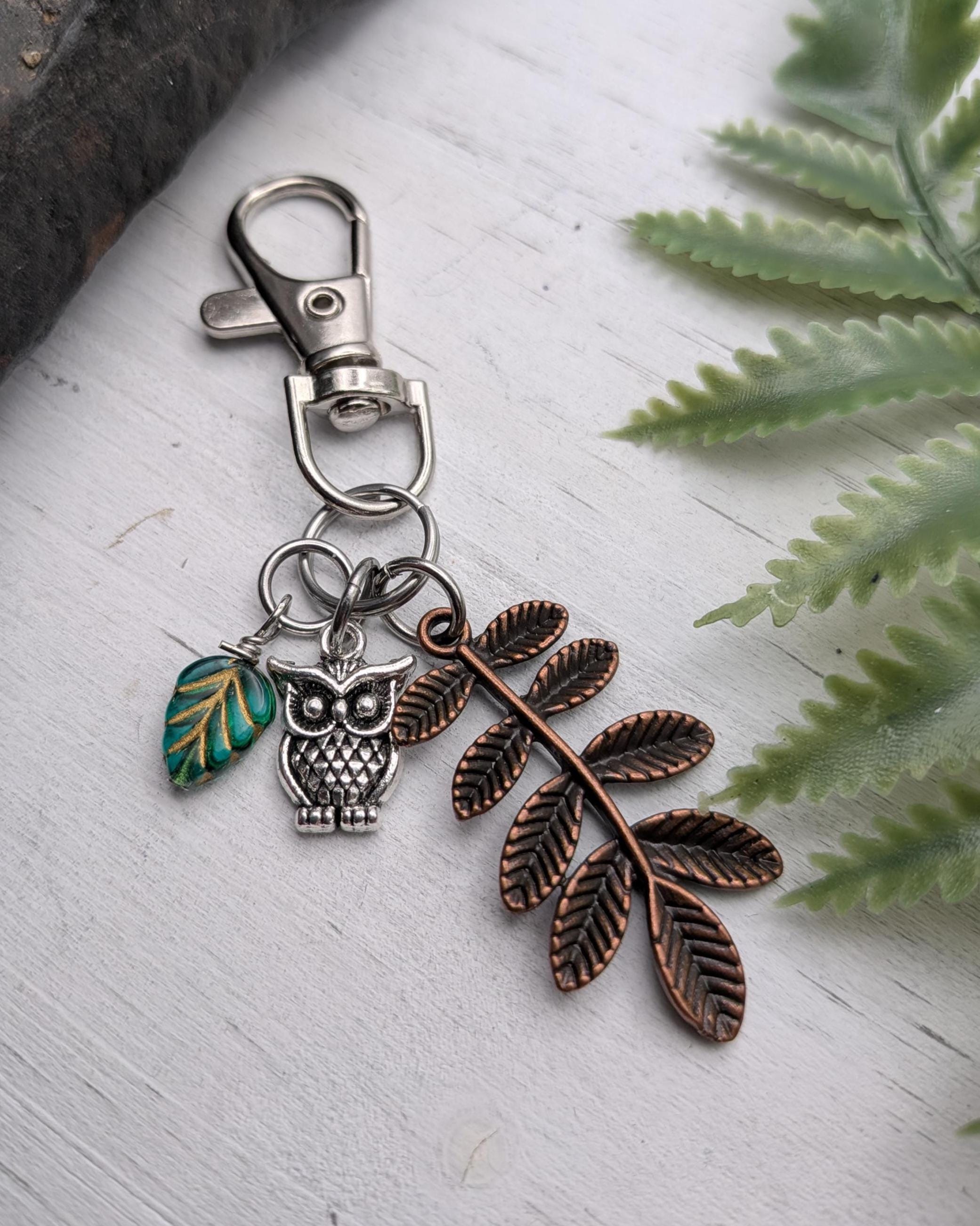 Owl Keychain / Nature Themed Bag Charm / Owl Gifts / Wildlife Purse Charm