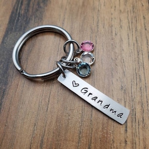 Birthstone Keychain Nana Keychain Grandma Keychain Gift for Grandma Gifts for Nana Hand Stamped Personalized Nana Gifts image 2