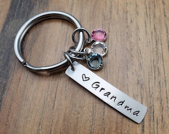 Grandma Keychain,  Birthstone Keychain Gift, Nana Gift Idea