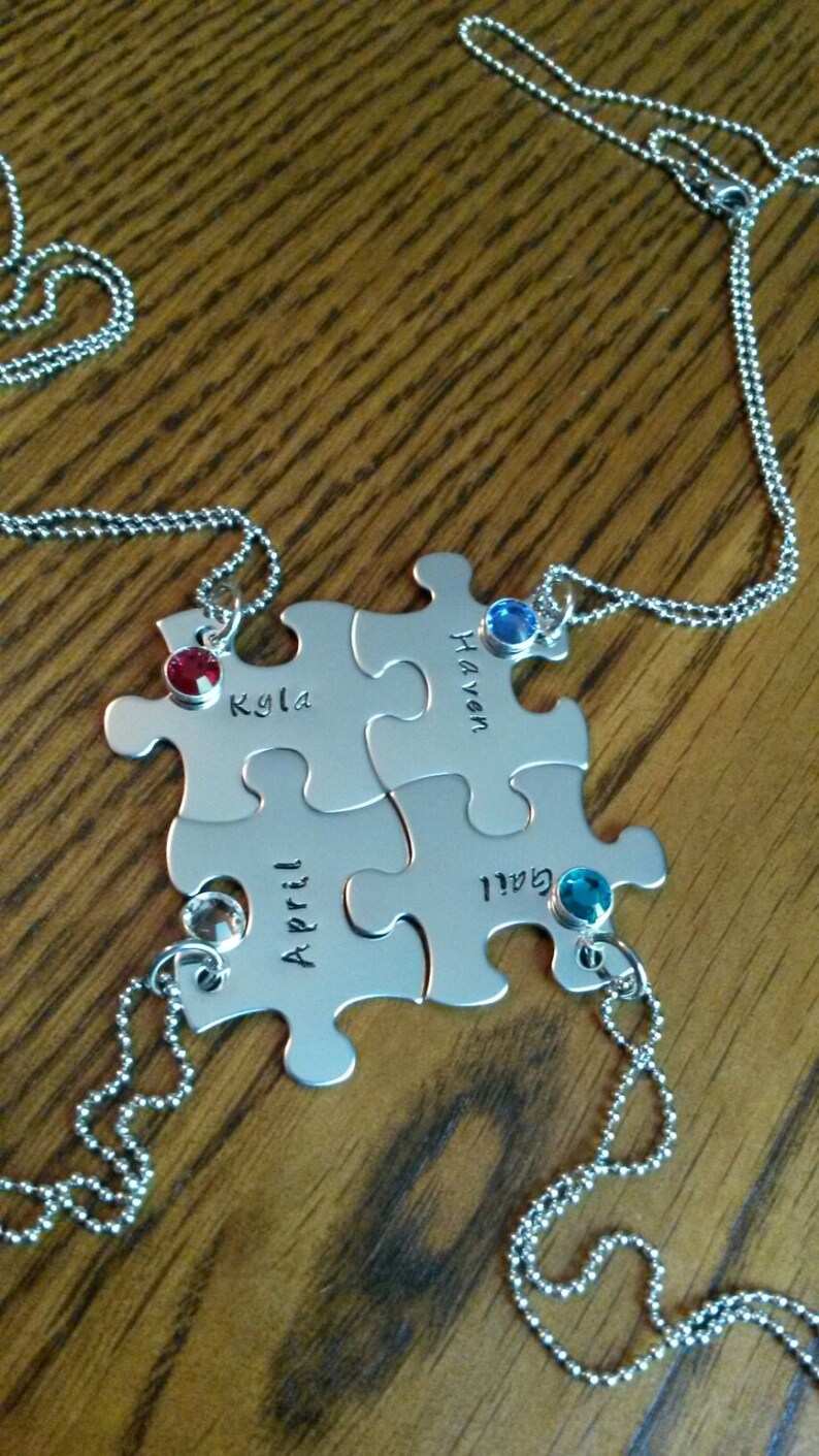 Hand Stamped Puzzle Piece Necklaces Puzzle Piece Jewelry Etsy