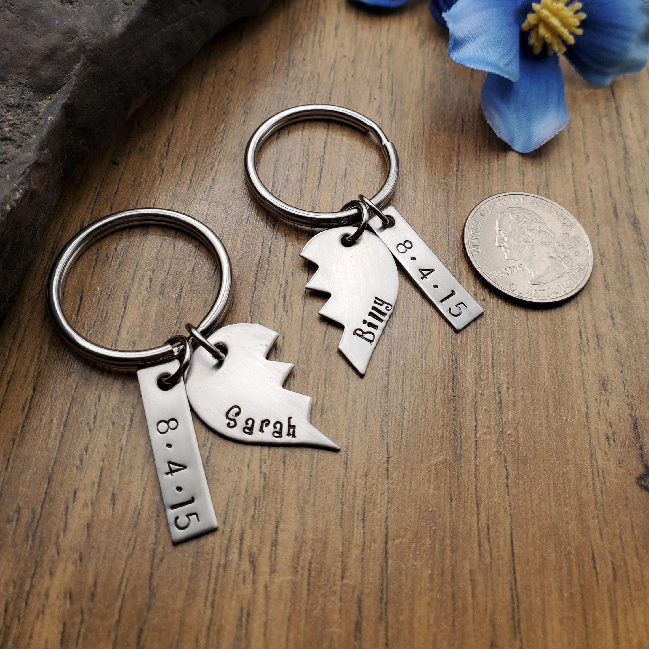 Split Heart Keychain - Anniversary Gift - Puzzle Piece Keychains