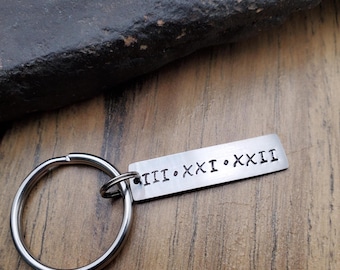 Roman Numerals Date Keychain, Anniversary Gifts, Special Date Gift, Girlfriend Gift