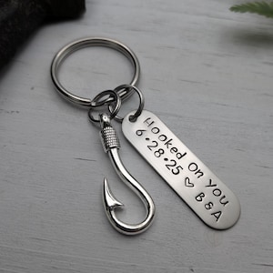 Hooked On You Keychain - Fishing Keychain - Boyfriend Keychain - Anniversary Gift - Boyfriend Gift