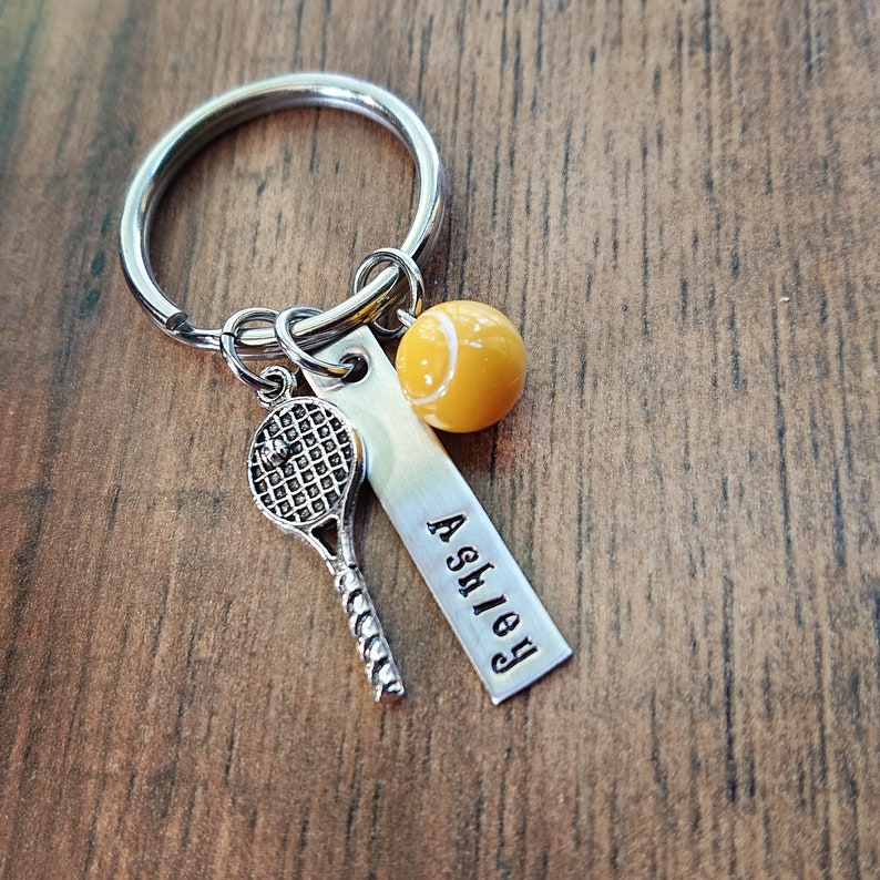 Hand Stamped Personalized Tennis Keychain Tennis Gifts Etsy