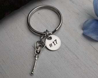 Lacrosse Gifts - Lax Gift - Lacrosse Keychain - Lax Keychain - Lacrosse Gift for Boys - Lacrosse Senior Gifts - Hand Stamped Personalized
