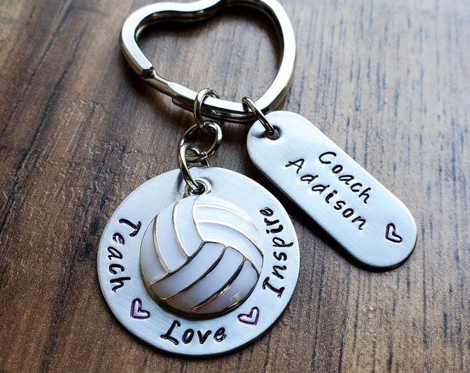 Volleyball coach gift - Volleyball Coach Keychain - Personalized Coach Gift - Coach Keychain - Hand Stamped