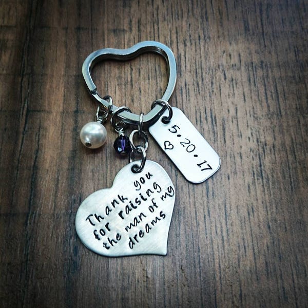 Thank you for Raising the Man of my Dreams keychain, Mother of the Groom Gift - Mother In Law Gift -