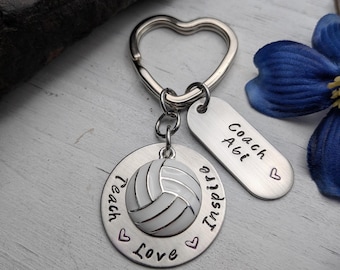 Volleyball coach gift - Volleyball Coach Keychain - Personalized Coach Gift - Coach Keychain - Hand Stamped