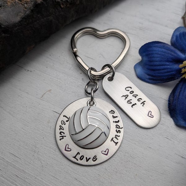 Volleyball coach gift - Volleyball Coach Keychain - Personalized Coach Gift - Coach Keychain - Hand Stamped