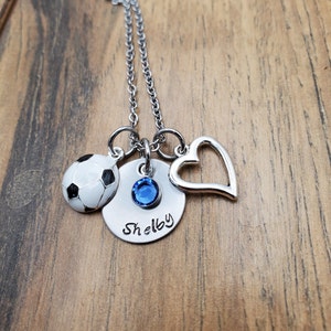 Soccer Necklace, Soccer Team Gift, Personalized Birthstone Necklace, 8th Grade Night Gifts