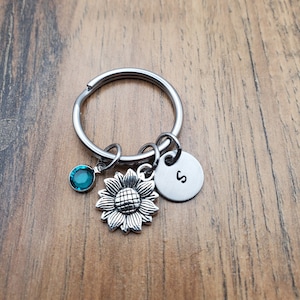 Sunflower Keychain, Sunflower Bag Charm, Personalized Flow Gift