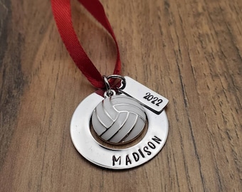 Personalized Volleyball Christmas Ornament, Christmas Team Gift, Volleyball Coach Gift, Hand Stamped