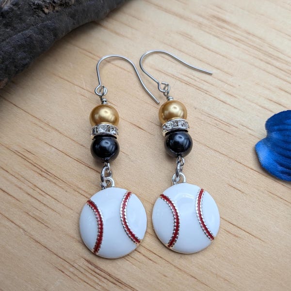 Baseball Earrings, Baseball Mom Jewelry, Team Colors