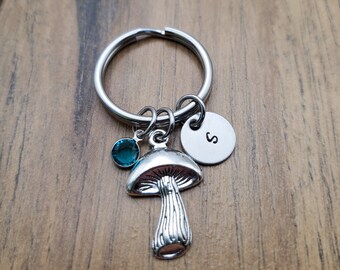 Mushroom Keychain, Mushroom Gift, Personalized Nature Charm Key Ring