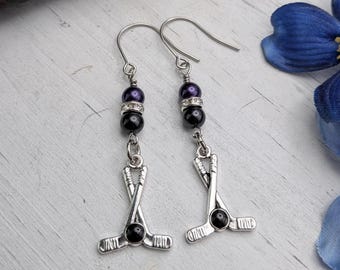 Hockey Earrings, Hockey Gifts, Senior Night Team Gift, Ice Hockey Jewelry, Hockey Mom Gift