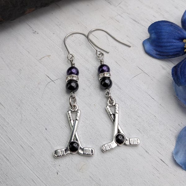Hockey Earrings, Hockey Gifts, Senior Night Team Gift, Ice Hockey Jewelry, Hockey Mom Gift