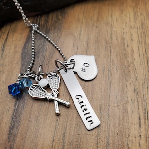 Personalized Lacrosse Necklace, Lacrosse Gifts, Sports Jewelry, LAX Gifts, Senior Night Gifts
