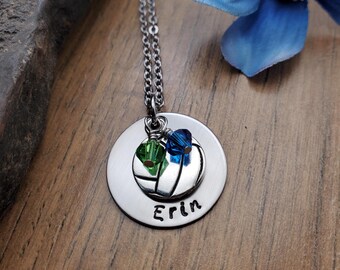 Volleyball Necklace, Volleyball Gift for Girls, Volleyball Gifts, Volleyball Senior Gift, Hand Stamped Personalized