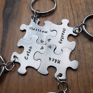 Family Gifts, Puzzle Piece Keychains, Family Keychains, Best Friends Gift, Bridal Party Gifts, Hand Stamped Personalized