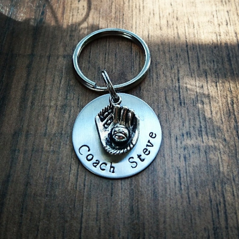 Hand Stamped Personalized Baseball Coach Keychain Coach Etsy