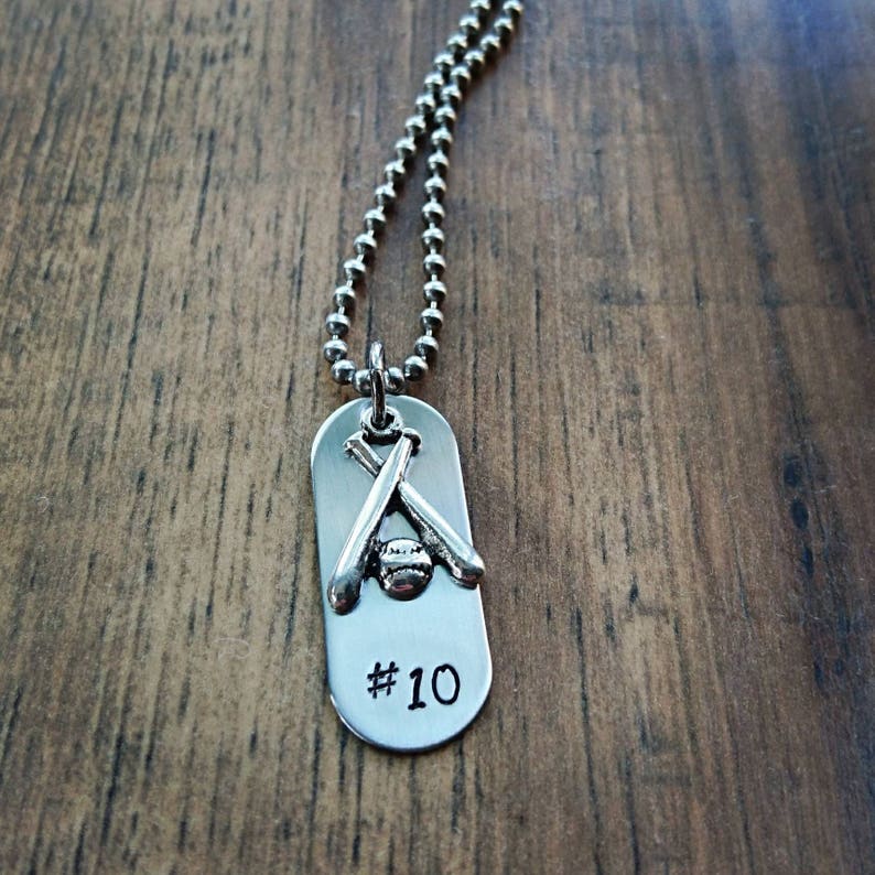 Hand Stamped Personalized Baseball Necklace Boys Baseball Etsy