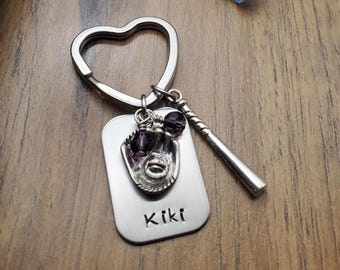 Softball Keychain, Girls Softball Gift, Team Gift, Senior Night Gift, Bag Charm