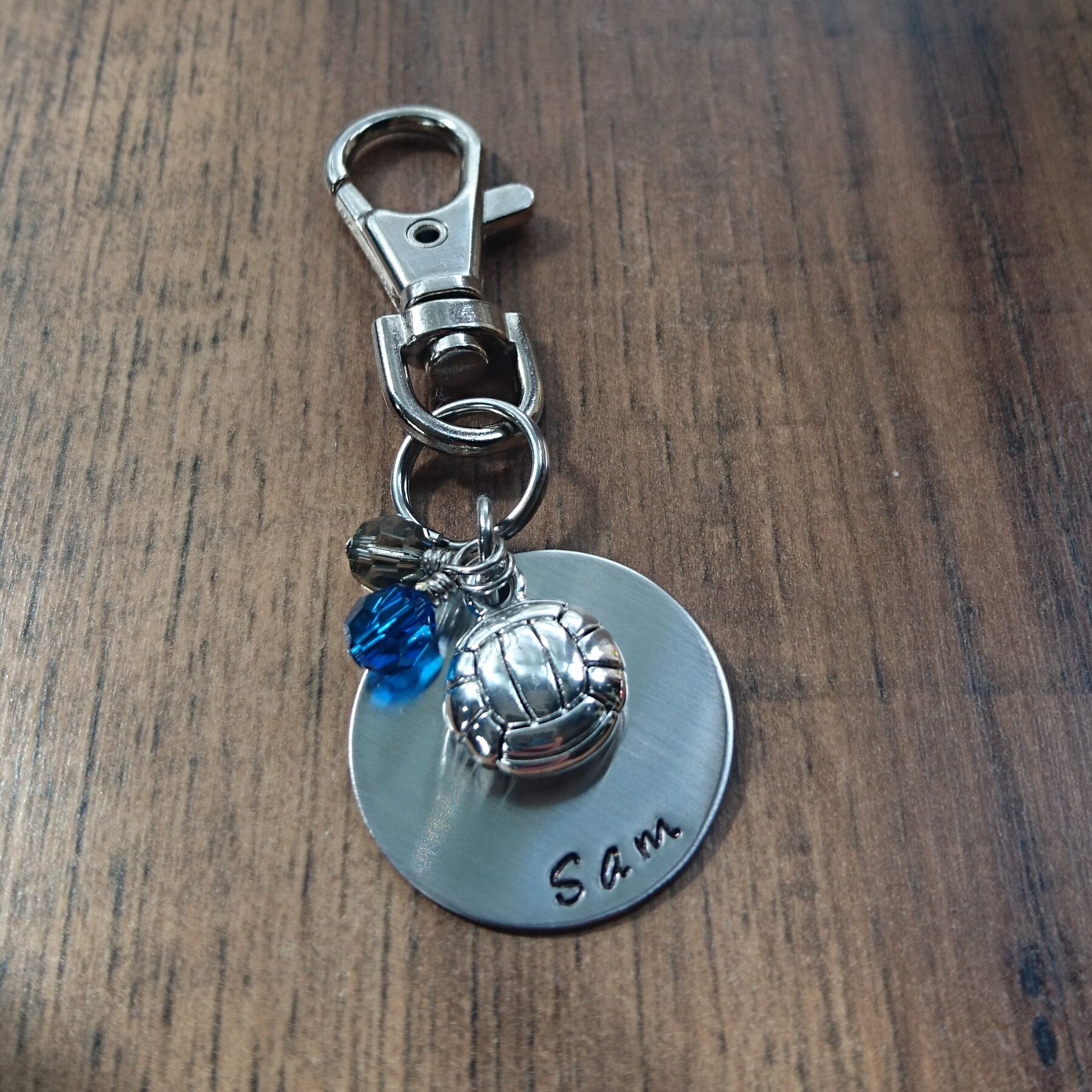 Hand Stamped Personalized Volleyball keychain Girls Etsy
