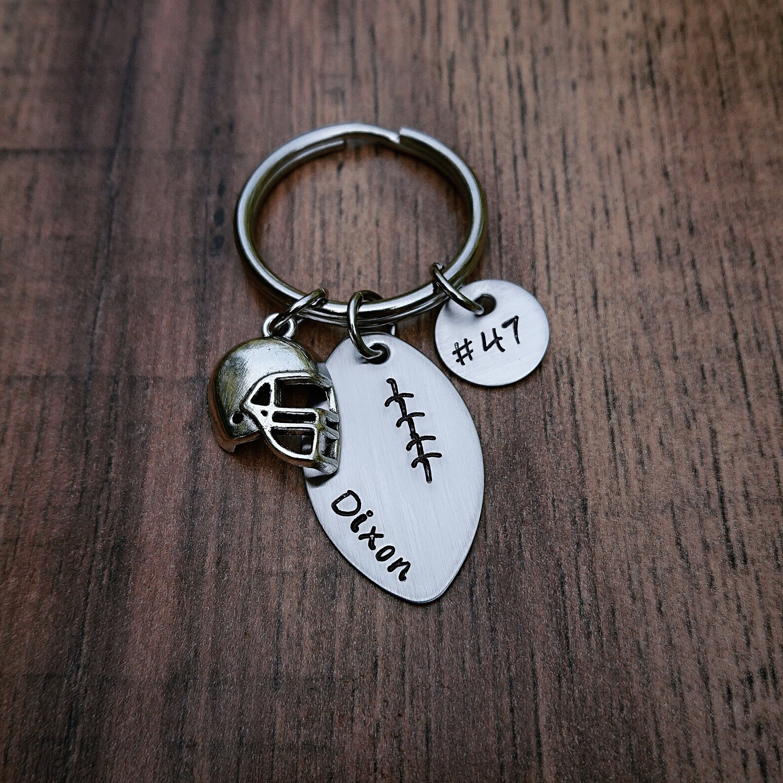 Hand Stamped Football Keychain Football Mom Gifts Football Etsy