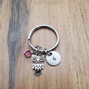 Personalized Owl Keychain Gift, Bag Charm, Owl Lover Key Ring, Bird Watcher