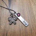 Hand Stamped Personalized Girls Butterfly Necklace - Little Girls Birthstone Necklace - Girls Name Necklace - Little Girls Birthday Gift