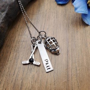 Hockey Necklace, Hockey Goalie Necklace, Goalie Mom, Personalized Hockey Jewelry