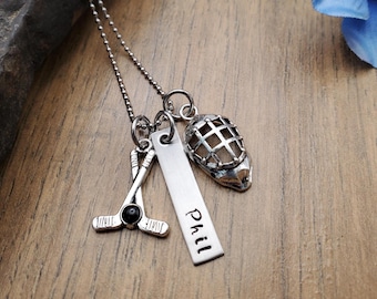 Hockey Necklace, Hockey Goalie Necklace, Goalie Mom, Personalized Hockey Jewelry