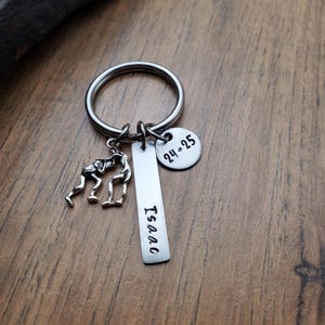 Wrestling Keychain, Boys Wrestling Gifts, Wrestling Team Gift, Senior Night Gifts, Hand Stamped Personalized