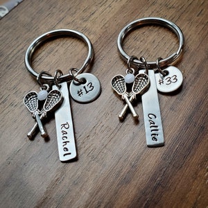 Lacrosse Keychain, Personalized Team Gift, Senior Night Gifts
