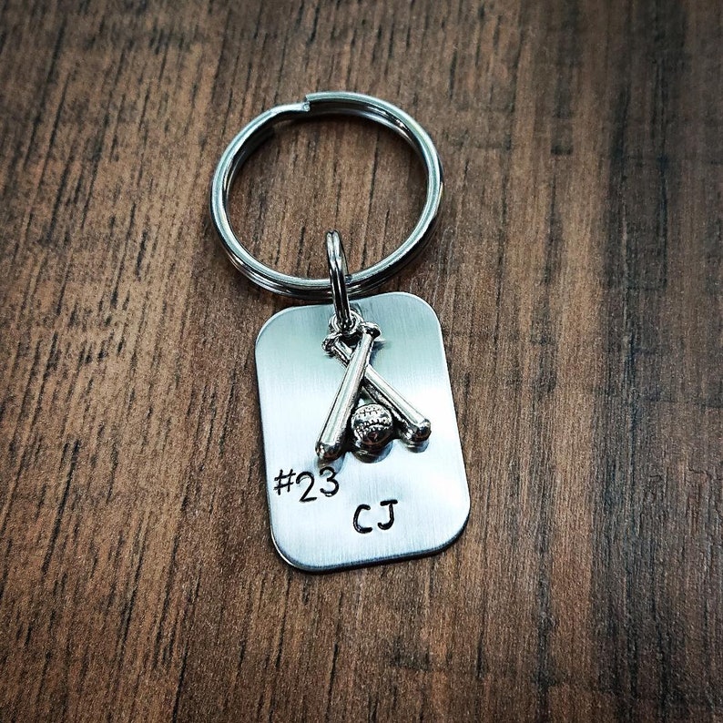 Senior Gift Baseball Gifts Baseball Team Gifts Baseball Keychain Hand Stamped Personalized