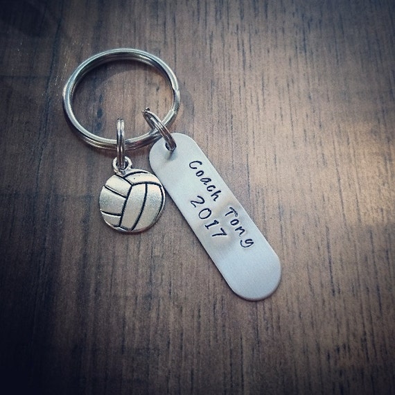 Hand Stamped Personalized Volleyball Coach Keychain Coaches | Etsy