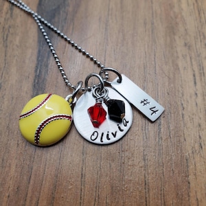 Personalized Softball Gifts, Softball Necklace, Team Gifts, 8th Grade Night Gifts