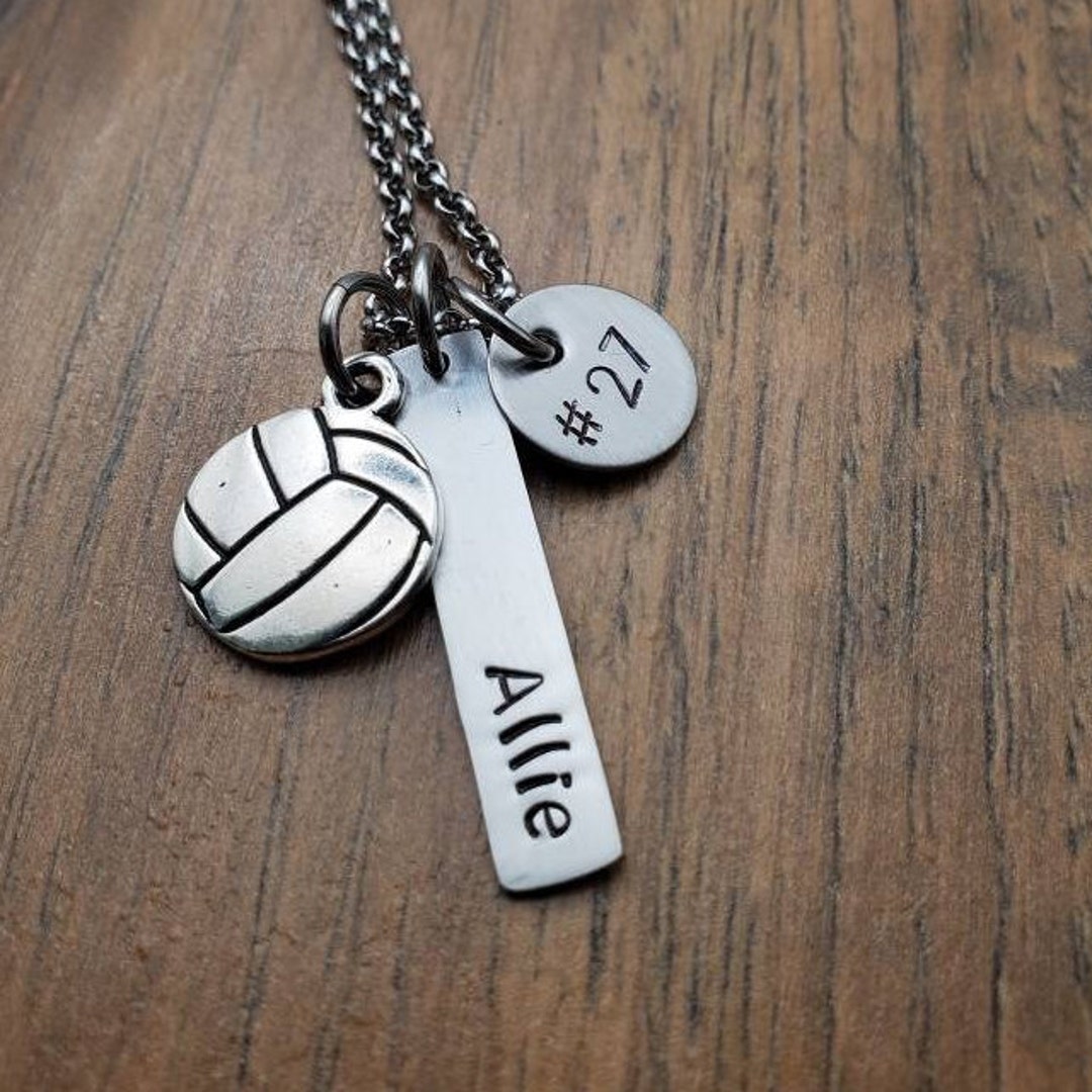 Hand Stamped Personalized Volleyball Necklace Girls - Etsy