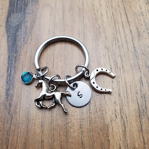 Personalized Horse Keychain, Horse Bag Charm, Horseback Riding Gift